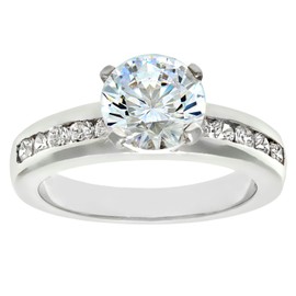 Silver Cubic Zirconia Engagement Ring with Cubic Zirconia shoulders H