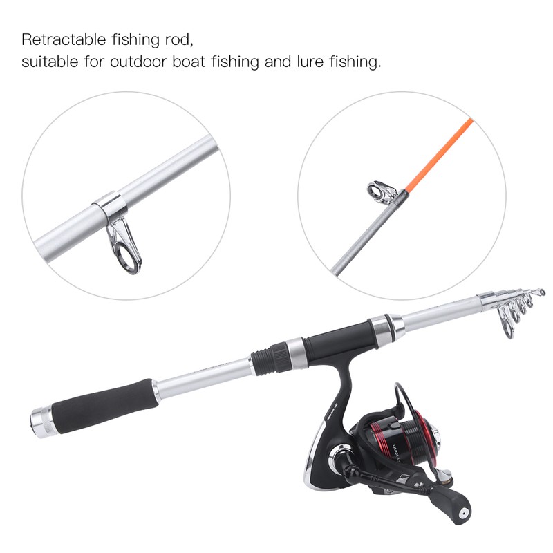 Portable Fishing Pole Set Telescopic Fishing Rod Reel Combos Kit