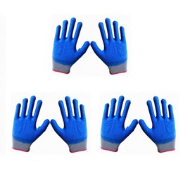 3 Pairs Protective Gloves, Nitrile Palm Coating, Work Gloves, Multipurpose Anti-Slip Gloves for Mechanics, Gardening, Construction, Light Blue & Grey