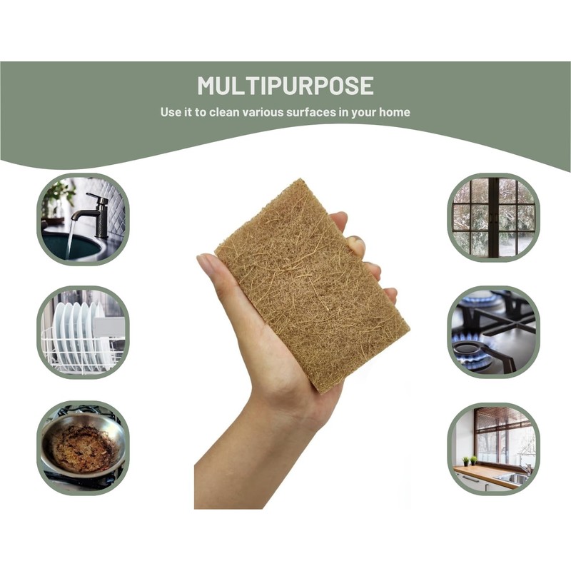 12 Pack Natural Kitchen Sponge - 12 Pcs Plant Based
