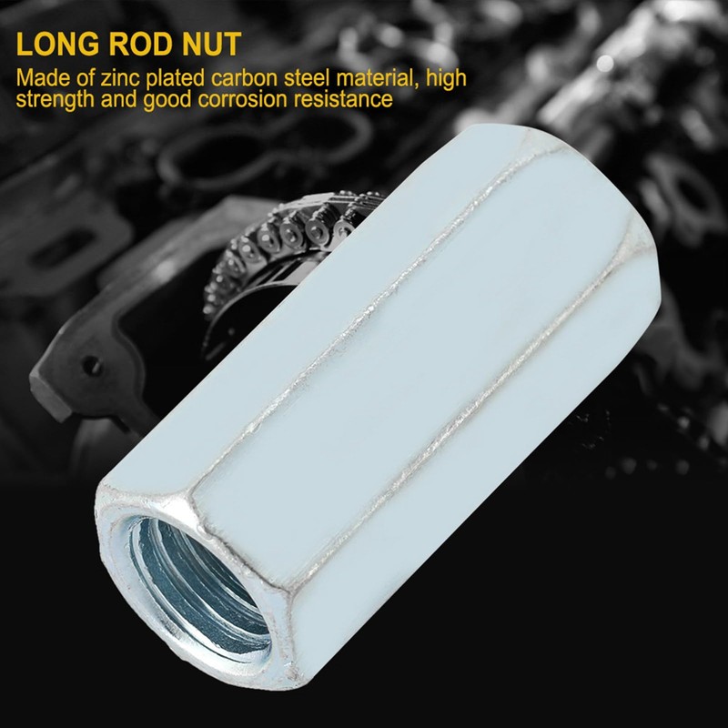 5pcs M12*40 Long Rod Coupling Nut, Carbon Steel Hex Sleeve