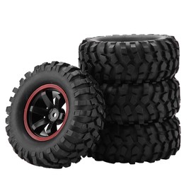 ZLXHDL RC Car Tyres, Pack of 4, 12 mm Hex Hub, 4 mm Offset, 95 mm Width for RC Crawler Off-Road Vehicles in 1:10 Scale, 1/10 RC Metal Black Tyres and Rims