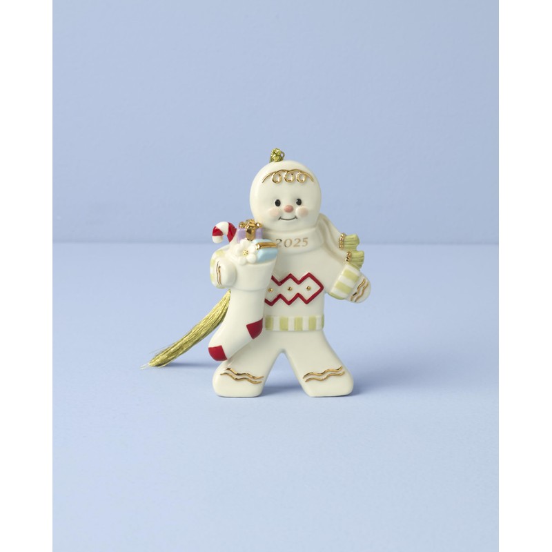 Lenox Ornament, 2025 Gingerbread with Stocking Ornament, Made from Porcelain,