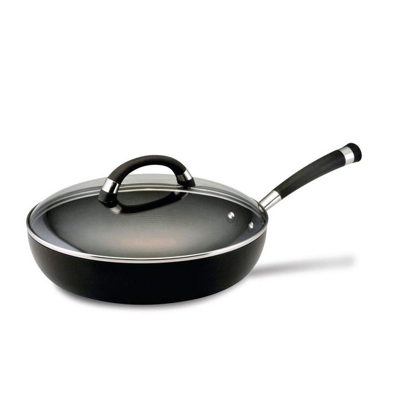 Circulon 82687 Espree Hard Anodized Nonstick Deep Frying Pan / Fry Pan / Skillet with Lid and Helper Handle - 12 Inch, Black