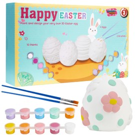 KreativeKraft Ostern Basteln Kinder Bastelset DIY Set Kinder Gips Ostereier Bemalen Osterhasen Gipsfiguren zum Bemalen (Eier 4er Pack)