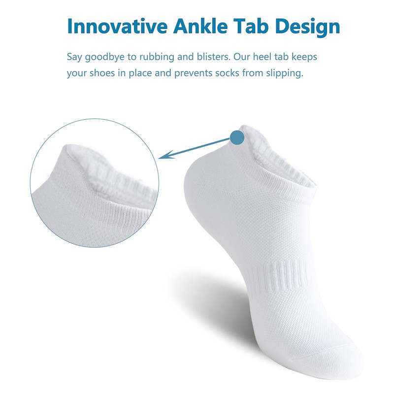 Womens Ankle Socks Cotton Athletic Running Low Cut Socks White