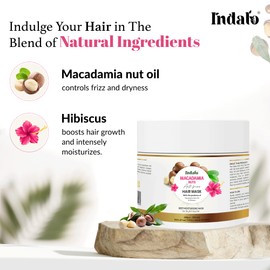 Indalo Macadamia Nuts Anti Frizz Hair Mask with Hibiscus, Deep Moisturising for Dry & Rough Hair Mask | Soft, Smooth & Shiny Hair for Men & Women - 200gm