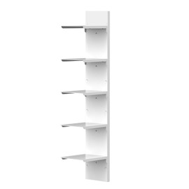 XINWXSS Vertical Wall Shelf ，5 Tier Shelves，Metal White Shelves for Wall Decor & Makeup Vanity，White Narrow Cute Display Storage Shelf for Small Spaces
