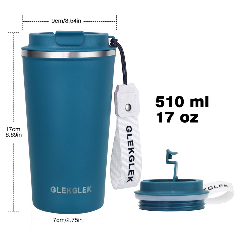 GLEKGLEK Leakproof Travel Mugs for Hot Cold Drinks Insulated Coffee