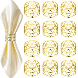Acuiwer Napkin Rings Set Gold Dinner Napkin Buckle Holder, 12 PCS Hollow Design Décor Napkin Clips Holders Buckles Pins Serving for Creative Party Gatherings Wedding Table Decor