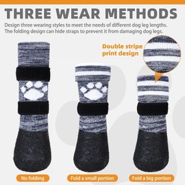KOOLTAIL Anti Slip Dog Socks to Prevent Licking Paws for Hot/Clod Pavement,Waterproof Long Snow Dog Boots&Paw Protectors with Straps Traction Control for Hardwood Floor for Small Medium Large DogsL