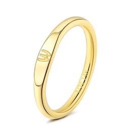 YURZA Gold Initial Rings for Women Non Tarnish Thumb Rings for Teen 14K Gold plated for Women (W, 8)