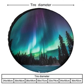 Aurora Borealis Spare Tire Cover Wheel Protectors Nature Landscape Print Waterproof Dust-Proof UV Prote Tire Cover Universal Fit for Trailer RV SUV Truck Travel Camper