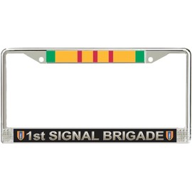 US Army 1st Signal Brigade Vietnam Veteran Military Veteran Stainless Steel Car Truck License Plate Frame Car Tag Holder