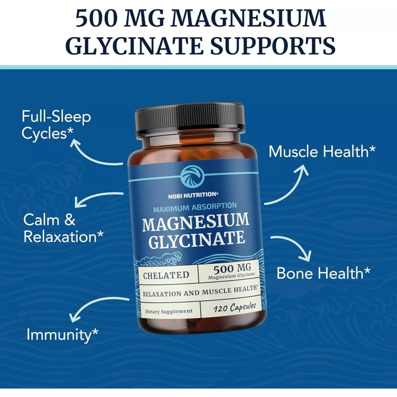 Nobi Magnesium Citrate Complex 500 MG High Absorption Formula Relaxation,