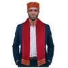 Red and Gold Embroidered African Hat and Sash/Scarf