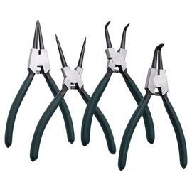 LFSEMINI LFSEMINI Snap Ring Pliers Set, 4pcs 7" Internal/External Circlip Pliers Kit with Straight/Bent Jaw, Heavy Duty Precision Spring Loaded Pliers for Ring Remover Retaining and Remove Hoses, Gaskets