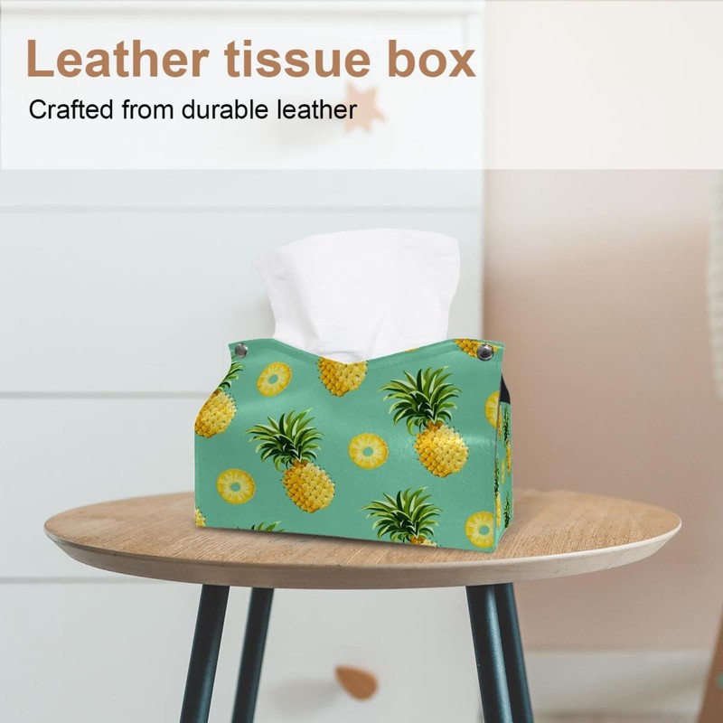 2 Pack Tissue Box Cover Holder, Red Bicycle Rectangle Leather