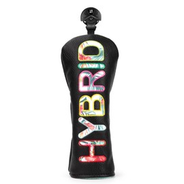 Tropical Style Golf Club Head Covers Black Premium Golf Driver Fairway 3 Wood Hybrid Head Cover Headcovers - 1pc Hybrid Headcover or 3pcs Golf Headcovers Set (for hybrids | 1pc)