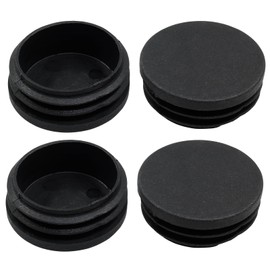 Kyuionty 4 Pack 1-3/4" Round Plastic Plug, Furniture Pipe Tube Cover Insert Tubing End Caps for Round Tubing Post, Pipe Post, Chairs (Black)