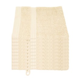 Julie Julsen® Organic Wash Mitt Set, 10 Wash Mitts Available in 32 Colours, Soft and Absorbent, Pastel Beige, 15 x 21 cm