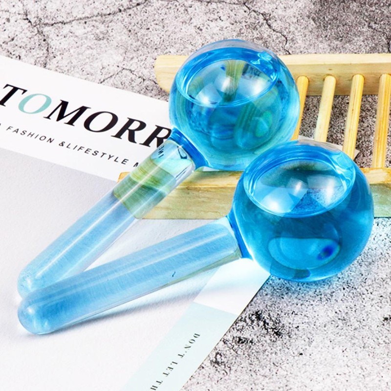 2Pcs Ice Facial Rollers Crystal Ball Refreshing Beauty Massager Roller