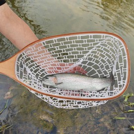 Fly Fishing Net, Soft Mesh Trout Net with Straight Handle, Catch and Release Landing for Freshwater, Saltwater, Gift for Anglers & Fly Fishing Enthusiasts