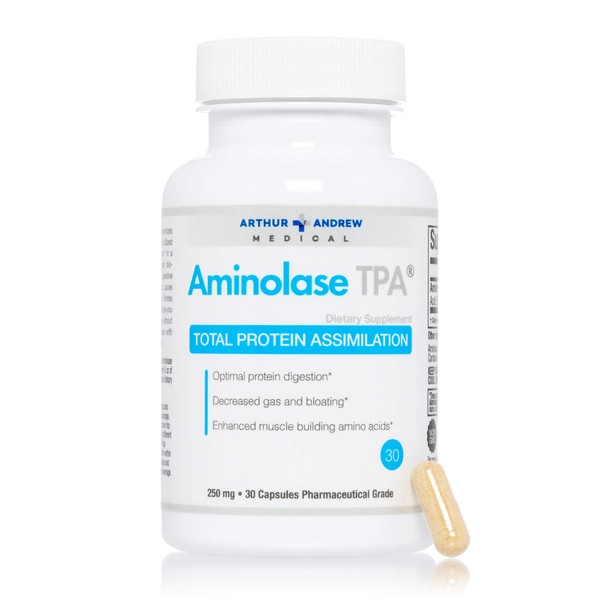 Arthur Andrew Medical - Aminolase TPA, Total Protein Assimilation, Optimal Protein Absorption and Decreased Gas and Bloating, Vegan, Non-GMO, 30 Capsules