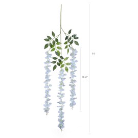 Duovlo 12 Piece Artificial Silk Wisteria Vine 3.6 Feet Hanging Flower Garland String Home Party Wedding Decor (Light Blue)