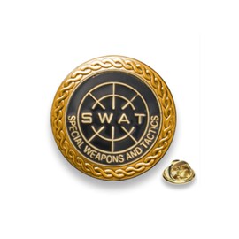 USA S.W.A.T. 20mm Diameter Teardrop Emblem Gold Zinc Bevelled Decorative Garland Butterfly Clasp Unisex Adult Zinc Not Applicable, Zinc, Not applicable.