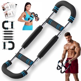 Rhewatin Twister Arm Trainer with 4 Springs, Adjustable Resistance Chest Workout Equipment for Men Women, Forearm Biceps Tricep Chest Thigh Exerciser, Portable Spring Home Workout Bar (40-110lb)