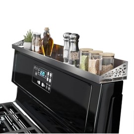 STUTOV Stove Shelf for Stove Top, Spice Rack Organizer, Easy Installation, Kitchen Storage Solution, with Standard 30" Length, Brushed Stainless Steel, Non Magnate (Stainless Steel)