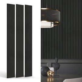 INNO STICKERS 3-Piece Wood Slat Wall Panel for Interior Wall Decor Noise Cancelling 94.5" x 11.4" Acoustic Decorative 3D Sound Absorbing Wall Paneling, Black Oak, Covers 22.4 Sq.Ft