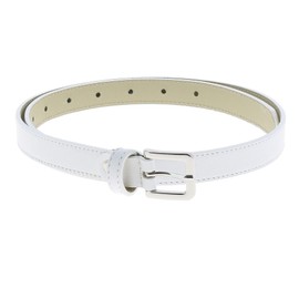 FASHIONGEN - Woman Italian Leather Belt for dress, pants, LINDA - White (Silver buckle), 75 cm (30 in) / Waist size 28 to 29