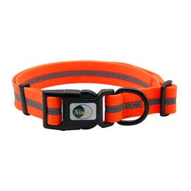 NIMBLE Dog Collar Waterproof Pet Collars Anti-Odor Durable Adjustable PVC & Polyester Soft with Reflective Cloth Stripe Basic Dog Collars S/M/L Sizes (Large (15.35”-24.8”inches), Orange)