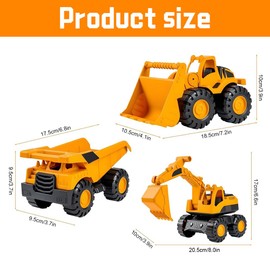 Dhqkqg 3 Pieces Digger Toy, Sand Toy Digger Sandpit, Sand Toy Car, Mini Crew Dump Truck, Excavator Construction Vehicle, Sand Excavator, Wheel Loader, Sand Toy for Children from 2-5 Years (Yellow)