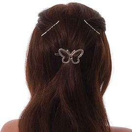 Avalaya Juego De Horquillas Para El Cabello Trenzadas Y Horquilla/Sujetador De Cabello Con Forma De Mariposa Abierta En Metal Dorado.