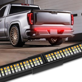 Truck Tailgate Light Bar 60" 3-Row Splicing LED Pickup Light Strip with Brake,Turn Signal,Reverse Light,F150 F250,Dodge Ram 1500,Toyota Tacoma (Aluminum shell-60inch)