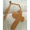 Original Crochet Handmade TOPAZ Cross Bookmark - Bible, Prayer Book,