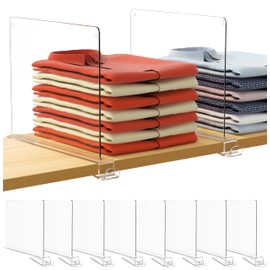 HBlife 12 Inches Tall [Extra Tall Version] Shelf Dividers, Purse Organizer for Closet, Clear Acrylic Bookshelf for Organization Closet Organizers and Storage for Handbags, 8 PCS