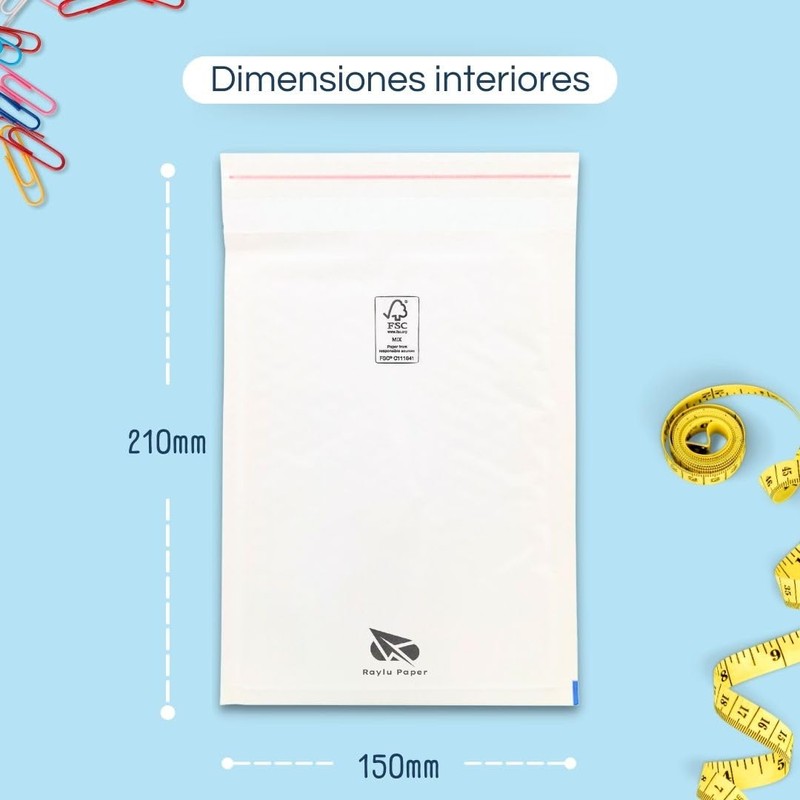 RAYLU PAPER - Pack of 10 Kraft Bubble Mailers with