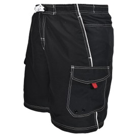 Big and Tall Quick Dry Solid Cargo Swim Trunks to 8X in Royal and Black (Black, 4X Big)