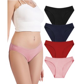 FANYOUNA Women's Cotton Bikini Briefs Underwear Packs,Sexy Cheeky Hipster,Stretch Breathable Panties for Ladies (US, Alpha, X-Large, Regular, Regular, 4-Pack Dark Color)
