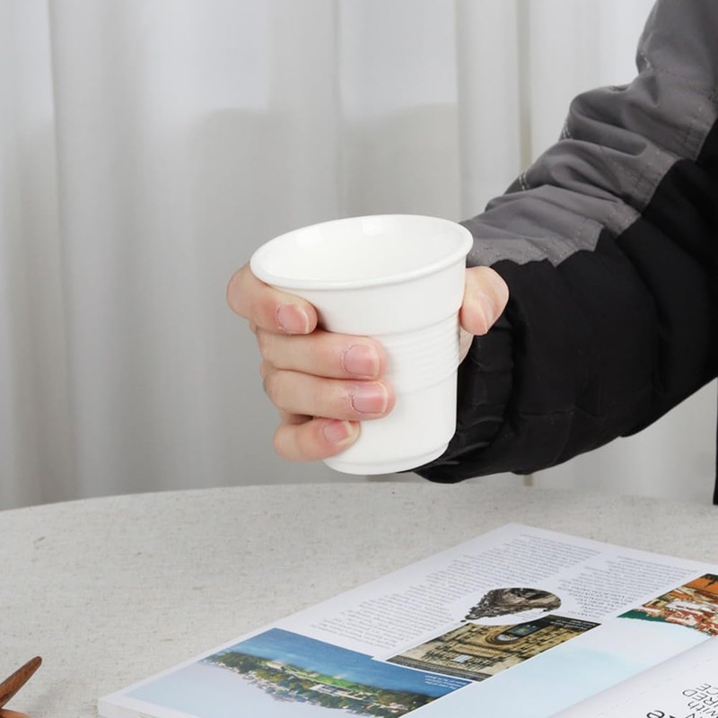JinRu BaoHua Ceramic pleated water cup, irregularly shaped coffee cup