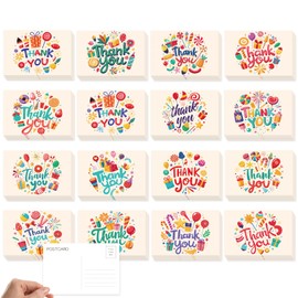 Tlenpo 80 Pack Thank You Postcards, 4 x 6 In, 350gsm Thanks Blank Note Postcards, Rainbow Thank You Cards for Teacher, Adults,Team Volunteers,Employee Appreciation Gifts