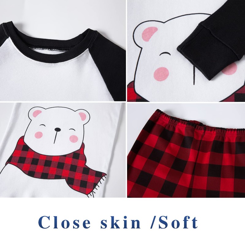 Babyroom Girls Matching Doll&toddler 4 Piece Cotton Pajamas Toddler Christmas