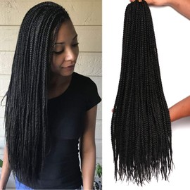 7 Packs 26 Inch Goddess Box Braids Crochet Hair Prelooped Crochet Hair Crochet Braids box braid crochet hair crochet braids hair for black women Jumpo Braiding Hair (26 Inch 7 Packs , #1B)