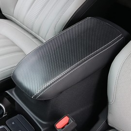 XYHGM Car Center Console Armrest Cover for Ford Bronco Sport 2021 2022 2023/Ford Escape 2020-2023 Accessories Leather Anti-Scratch Central Armrest Lid Protector Cushion Decoration-Carbon Fibre+Black