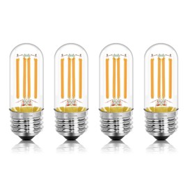 NOVELUX 3.2 Inch E26 LED Bulb 60 Watt Equivalent, 2700K Soft White Edison Bulbs Dimmable, AC 120V 600LM T10/T9 Clear Glass Filament Light Bulbs UL for Pendant Wall Light Desk lamp-4 Pack