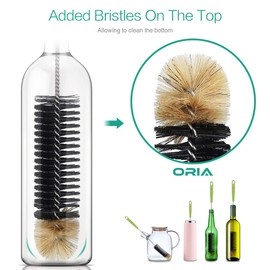 ORIA Bottle Cleaning Brush Set, Bottle Brush Cleaner, Long Handle Water Bottle Brush, Straw Cleaning Brush, Kitchen Wire Scrub Set for Washing, Baby Bottle, Pipes, Beer Brewing Supplies, 4 Pack